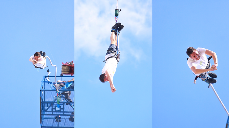 Adrenaline-filled bungee jump event supporting Willow Wood Hospice, with jumper suspended mid-air.